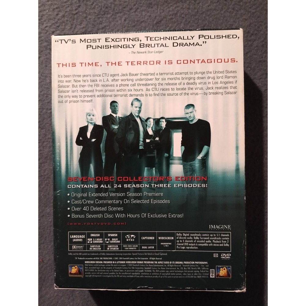 24 Season Three DVD Collector's Edition Kiefer Sutherland FOX TV Series NTSC - Picture 2 of 2